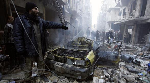 غارة على أحد الأحياء في سوريا (أرشيف)