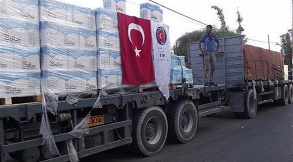 شاحنات تركية محملة بمواد إغاثية (أرشيف)