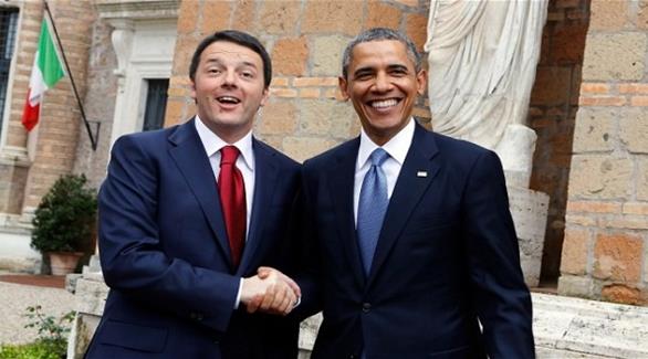 الرئيس الأمريكي باراك أوباما ورئيس الوزراء الإيطالي ماتيو رينزي (أرشيف)