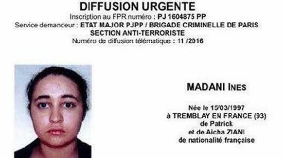 صورة النشرة الأمنية لاعتقال إيناس مدني زعيمة الشبكة النسائية (أرشيف)