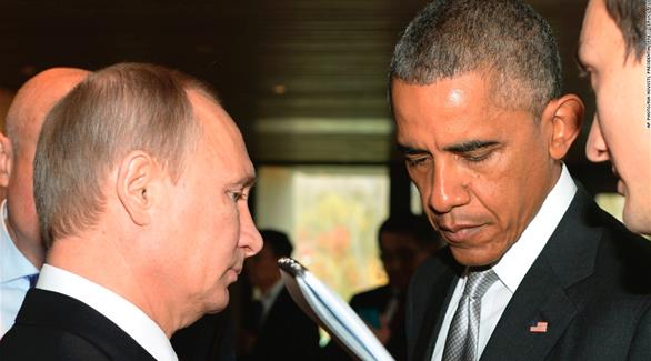 لقاء سابق بين الرئيسين الأمريكي باارك أوباما والروسي فلاديمير بوتين(أرشيف)