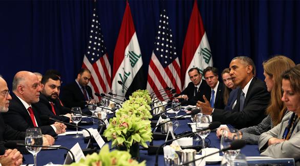 الرئيس الأمريكي خلال لقائه رئيس الوزراء العراقي (رويترز)