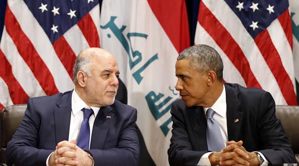 الرئيس الأمريكي باراك أوباما ورئيس الوزراء العراقي حيدر العبادي (أرشيف)