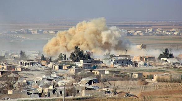 غارات تستهدف قرية بريف تحت سيطرة تنظيم داعش في ريف حلب الشرقي(أرشيف)