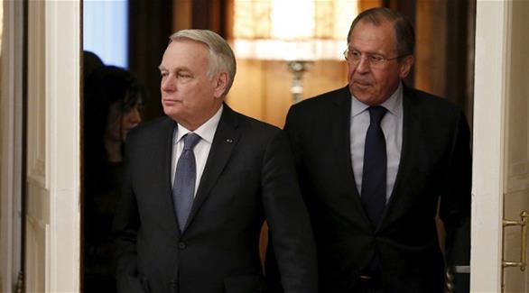 وزير الخارجية الروسي سيرغي لافروف مع نظيره الفرنسي جان مارك أيرولت (أرشيف)