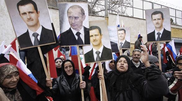 تظاهرة داعمة للنظام السوري والرئيس الروسي (أرشيف)
