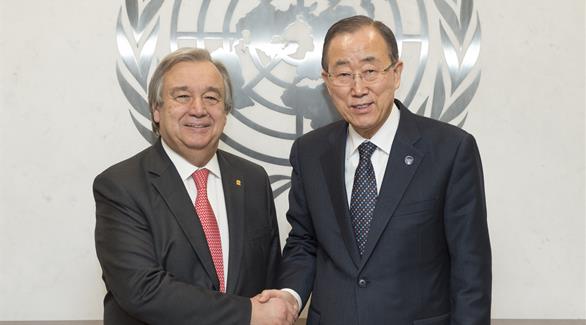 الأمين العام الحالي بان كي مون والمنتخب غوتيرس (أرشيف / الأمم المتحدة)