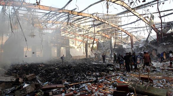 قصف صالة العزاء في صنعاء(ارشيف)