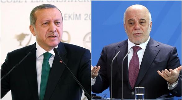 صورة تجمع بين رئيس الوزراء العراقي حيدر العبادي والرئيس التركي رجب طيب أردوغان (أرشيف)