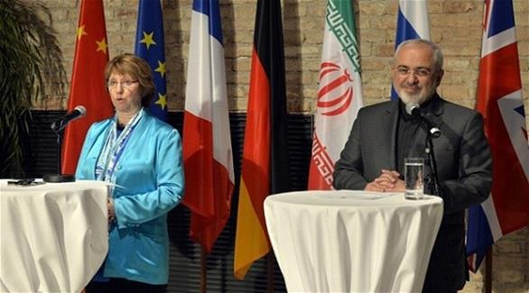 وزير الخارجية الإيراني محمد جواد ظريف ووزير خارجية الاتحاد الأوربي كاثرين آشتون (أرشيف)