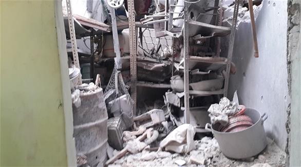 آثار دمار منزل بقصف على الزاوية غرب طرابلس  