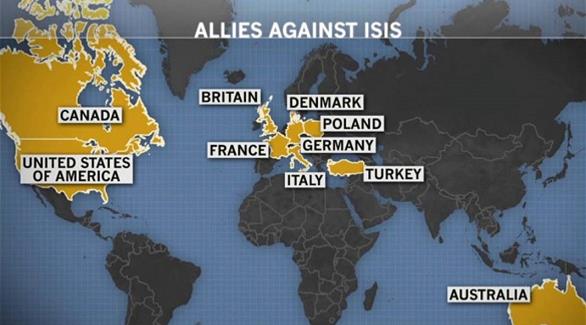 الدول الغربية المشاركة ضد داعش 