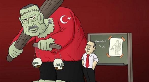 لوحة كاريكاتورية تشبه العدالة في تركيا بفرانكشتاين