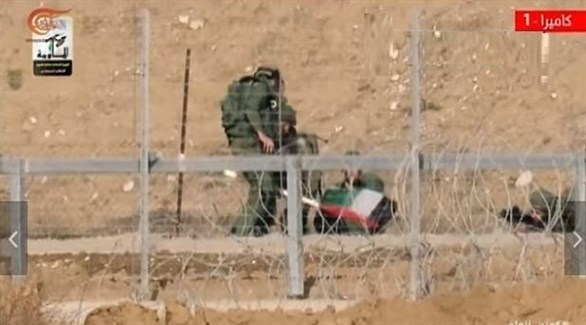 صورة من مقطع الفيديو الذي بثته  لجان المقاومة الشعبية الفلسطينية يظهر كمين العلم (المصدر)