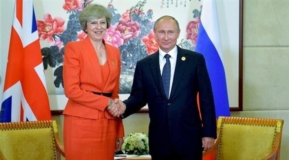 الرئيس الروسي فلادمير بوتين ورئيسة الحكومة البريطانية تيريزا ماي (أرشيف)