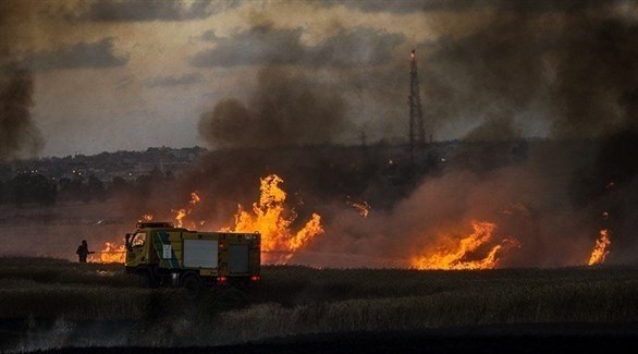 حريق في المنطقة المتاخمة لحدود غزة (أرشيف)