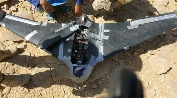 طائرة حوثية دون طيار بعد إسقاطها في اليمن (أرشيف)
