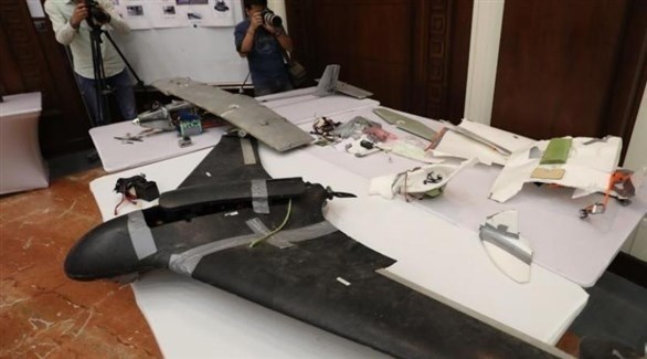 قطع من طائرة مسيرة حوثية أسقطها تحالف دعم الشرعية في اليمن (أرشيف)