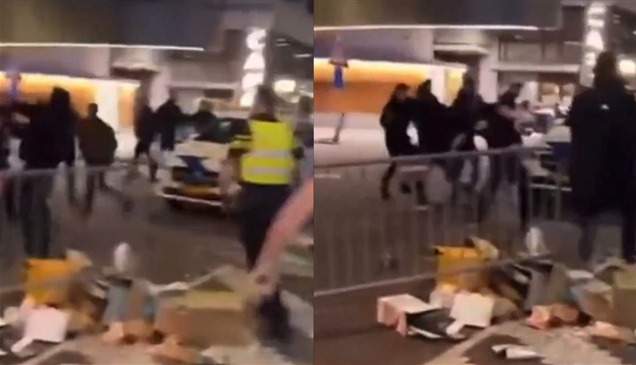 شاهد.. اشتباكات عنيفة بين جماهير أستون فيلا ومشجعي فينورد