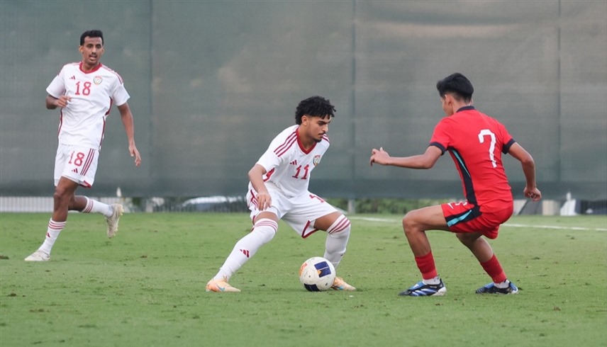 من لقاء منتخب الإمارات الأولمبي وسنغافورة (اتحاد الإمارات لكرة القدم)