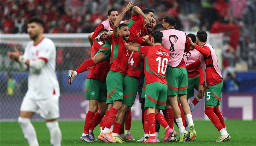 من مباراة المغرب والأردن (رويترز)