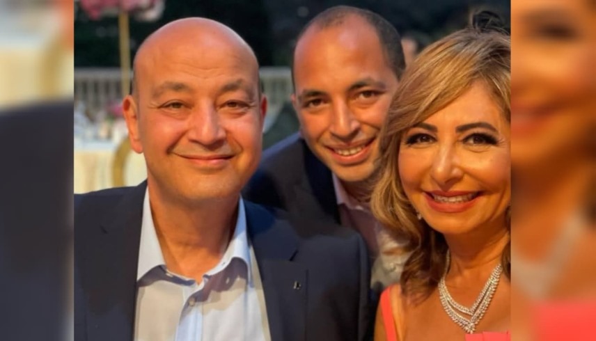 عمرو أديب ولميس الحديدي وابنهما "نور"