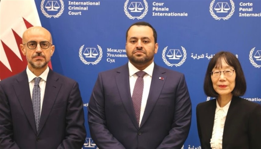 وزير الدولة القطري للشؤون الخارجية محمد الخليفي، ورئيسة المحكمة الجنائية الدولية توموكو أكانيه (إكس)
