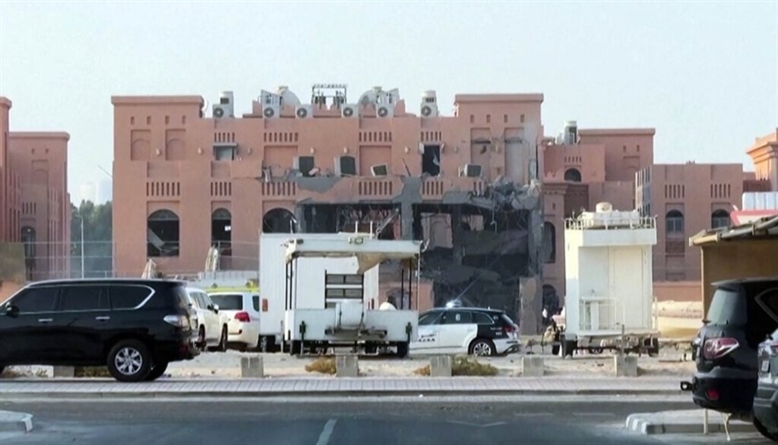 صورة متداولة لموقع اجتماع قادة حماس في الدوحة الذي دمرته إسرائيل اليوم (إكس) 