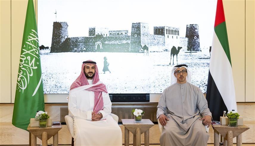 الشيخ منصور بن زايد آل نهيان والأمير خالد بن سلمان بن عبد العزيز آل سعود (وام)