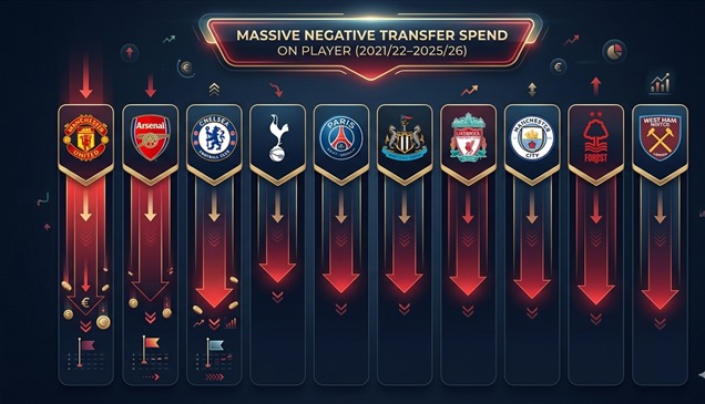 5.7 مليارات يورو إنفاق 10 أندية على سوق الانتقالات.. والنتائج كارثية