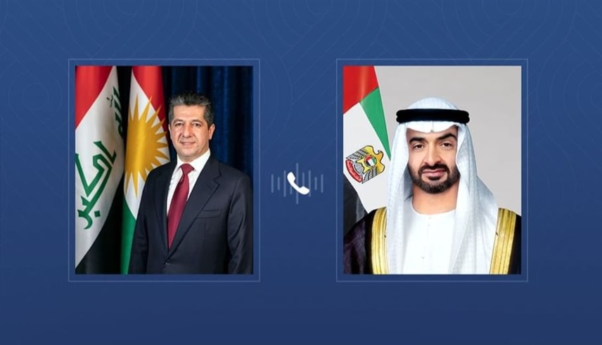محمد بن زايد ورئيس حكومة كردستان العراق يبحثان هاتفياً التطورات بالمنطقة