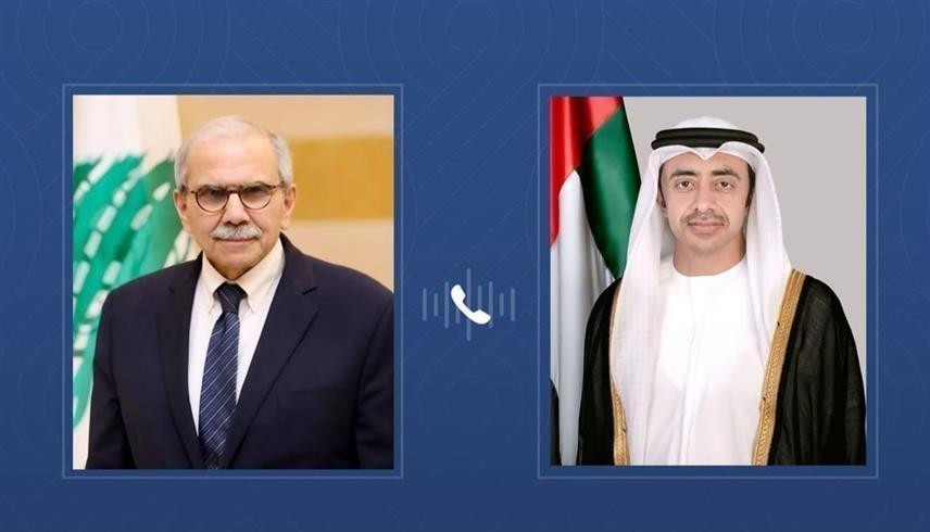 عبدالله بن زايد والدكتور نواف سلام (وام)