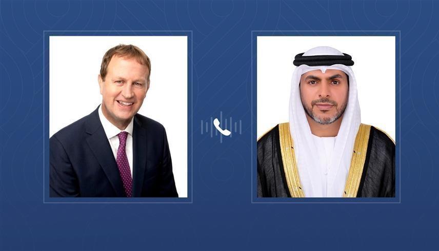 وزير العدل الإماراتي عبدالله النعيمي ونظيره الإيرلندي جيم أوكالاهان (وام)