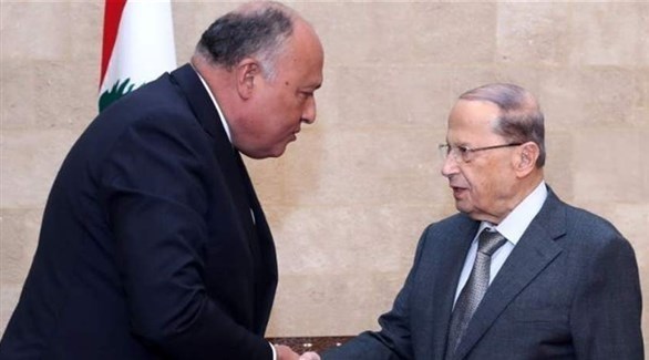 وزير الخارجية المصري شكري والرئيس اللبناني عون (لبنان 24)