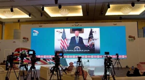 ترامب أثناء كلمته في مؤتمر جي20 (واس)
