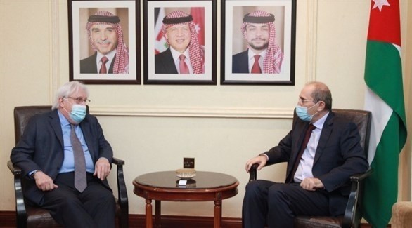 وزير الخارجية الأردني الصفدي والمبعوث الأممي لليمن غريفيث (أرشيف)