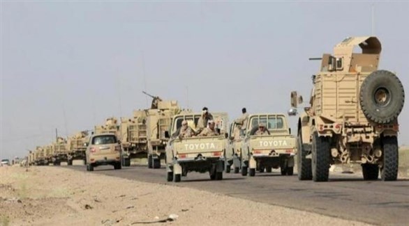 رتل عسكري للجيش اليمني في مأرب (رويترز)