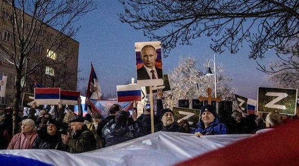 موالون للرئيس الروسي فلاديمير بوتين في موسكو مؤيدون للحرب (أرشيف)