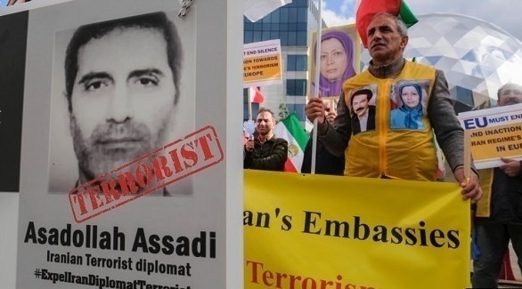 إيرانيون يتظاهرون في بروكسيل ضد خطة تسليم الدبلوماسي المتهم بالإرهاب إلى طهران (أرشيف)