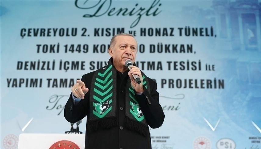 الرئيس التركي رجب طيب أردوغان خلال الاحتفال في مقاطعة دنيزلي (إعلام محلي)
