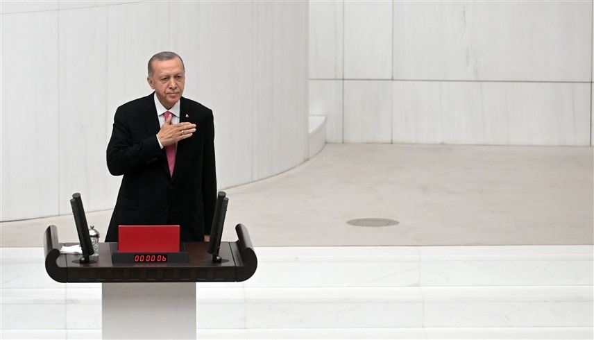 أردوغان خلال مراسم أداء اليمين (تويتر)